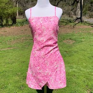 NWT CIDER Pink Floral Ruched Side Mini Dress Size Small Spaghetti Straps